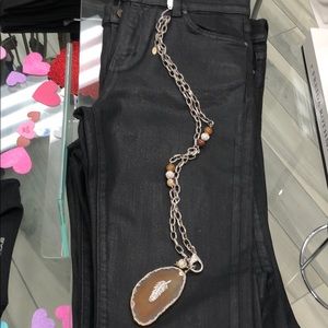 Boutique stone, feather accent necklace